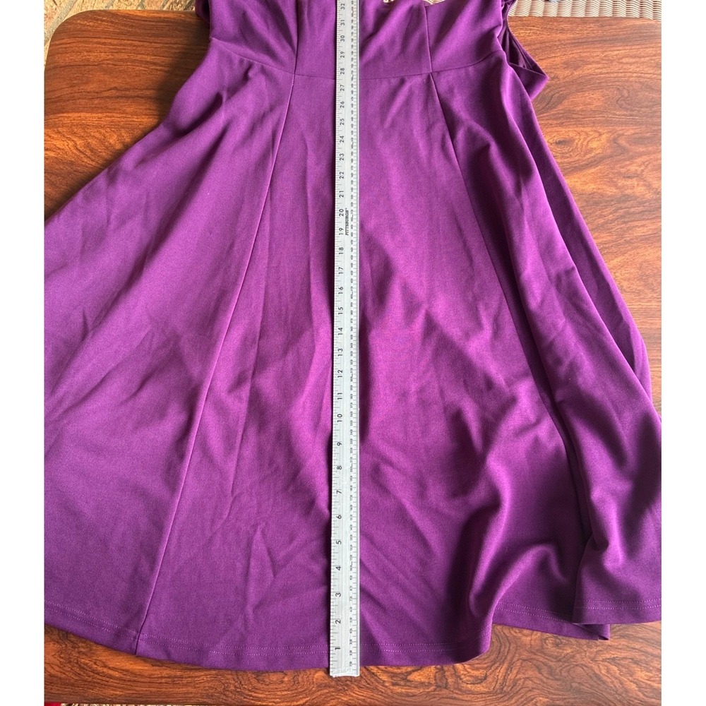 Classic Fit and Flare Rockabilly Dress W Large Purple Excellent Cap Sleeve Midi - Picture 8 of 10